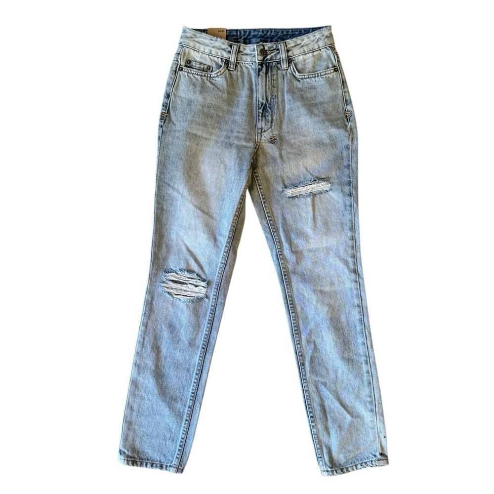 NWT Ksubi Slim Pin Chillz Ripped Distressed Jeans Blue Mid Rise Ankle Grazing